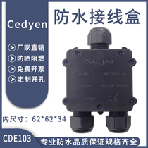 Cedyen waterproof junction box outdoor tee-in-two-out IP68 one drag two cable butt wire junction with terminals