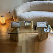 Light and luxurious natural cave stone oval living room big tea table extravagant personality decent board room design glass tea table