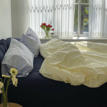 ins simple bed water wash cotton four-piece solid color cotton sheets quilt cover bed hats single dormitory three-piece set