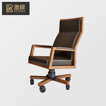 Solid wood boss chair new Chinese business leather desk chair swivel chair simple modern large chair office furniture