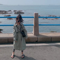 Korean childrens clothing girls  windbreaker 2021 autumn childrens medium-length casual coat medium-large childrens Western style loose coat