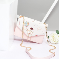  Hong Kong bag women 2021 new trendy French niche romantic printing texture shoulder messenger bag net red small square bag