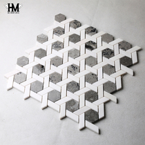 Hexagon marbled mosaic Nordic stone tile bathroom toilet TV background wall sticker personality puzzle