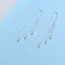 s925 pure silver drop earline Han version Personality Temperament Woman ANTI-ALLERGENIC FLOW SUEARRINGS SILVER ORNAMENT FEMALE 101EX