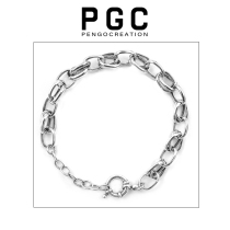  PGC niche cold wind design simple ring buckle 925 sterling silver basic wild bracelet tide hip-hop men and women couples