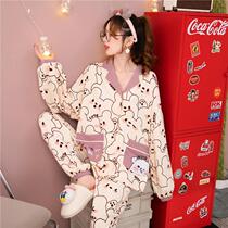 Pajamas Ladies Spring and Autumn long sleeves 2021 new summer Net red cartoon cute explosive autumn winter home clothing set