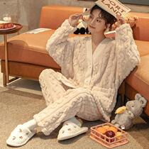 Winter pajamas female spring and autumn coral velvet home suit suit plus velvet padded student cute flannel can be worn outside