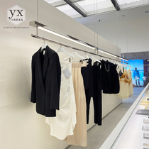  Clothing store display rack display rack light strip steel wire hanger Stainless steel hanger Womens store layout shelf customization