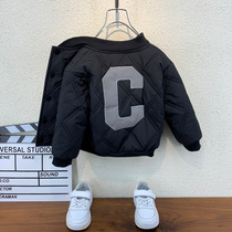 Boy plus velvet jacket autumn and winter foreign style 2021 new baby padded cotton clothing winter children cotton jacket tide