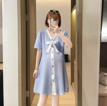 Maternity dress summer new fashion net red Western style loose skirt Summer dress medium long large size short-sleeved top