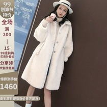2021 Winter new imported Merino fur one coat womens long mink collar leather wool coat