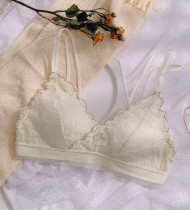 French lace underwear womens summer ultra-thin small chest gathered sexy confusion beautiful back small chest girl triangle cup bra