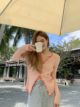 Today on Favorite Collage Side Design Sensation Slim Long Sleeves Mesh Red Ins Crater Knit Cardigan