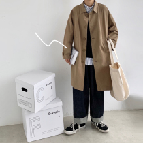 @ Gangzi literary male khaki Japanese overwear windbreaker autumn trend loose long casual jacket jacket