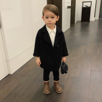 Boys wool coat Foreign style childrens coat Korean version of the double-sided cashmere trench coat childrens medium and long British suit