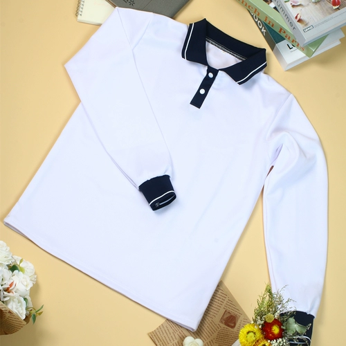 Лонгслив, белая форма для школьников, детская рубашка, осенняя футболка подходит для мужчин и женщин