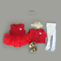 Newborn baby gift box spring and autumn suit cotton 100-day dress female treasure birthday newborn birth Just Born Full Moon gift