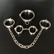 Large stainless steel metal handcuffs foot shackles collars chains SM bondage couples intercourse sexual equipment