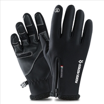 Outdoor waterproof gloves winter touch screen men and women thick plus velvet windproof warm riding sports mountaineering ski gloves