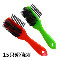 Three-sided shoe polish brush plastic leather shoe brush household long handle soft wool shoe brush multifunctional cleaning brush