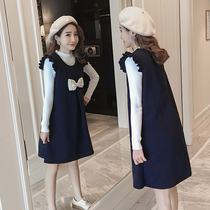 Radiation-proof clothing maternity clothes Autumn work computer invisible belly sling bow dress two-piece set