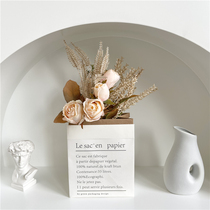 ins wind simulation rose bouquet paper bag wheat spike floral set Coffee table desktop decoration creative ornaments