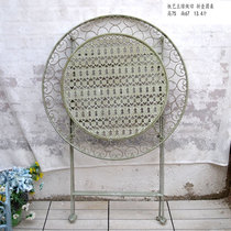European retro wrought iron round surface folding garden table balcony casual coffee table flower table