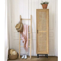 Small apartment rattan wardrobe modern simple solid wood storage cabinet Nordic hostel single door storage wardrobe