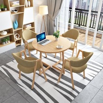 Reception negotiation table and chair combination Brown Hall milk tea shop small apartment table and chair reception simple office leisure dining table and chair