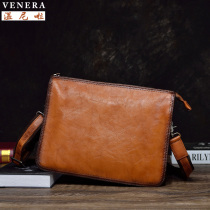 Real leather Handbag Bull Leather Handbag for men Contractors Business Casual Single Shoulder Diagonal Satchel Simple Atmosphere Large Capacity Hand Grip Bag