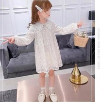 Girls Spring and Autumn Dress 2022 New Dress Children Princess Dress Western Style Sweet Mesh Lace Dress