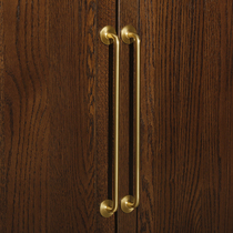 Light luxury retro pure copper handle Nordic creative door handle cabinet door drawer kitchen cabinet brass handle double hole gold