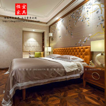 Hedgehog double bed solid wood furniture new Chinese red wood wedding bed flower pear wood orange 1 8 m bed