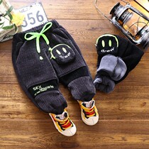Boy plus velvet pants autumn and winter 2021 new baby one velvet casual children little boy trousers Joker outside wear
