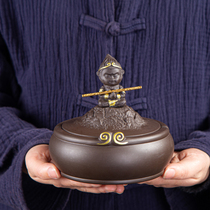 Retro Purple Sand Ashtrays With Cover Anti Fly Ash Ash Personality Living Room Office Creative Perfuming Smoke Cylinder Pendulum