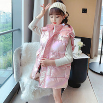 Girl vest down cotton autumn and winter 2021 Winter New thick horse clip middle child Korean version of long wear tide