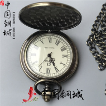 Retro Flip pocket watch mens copper hanging watch vintage watch simple antique Miscellaneous antique clockwork mechanical watch collection