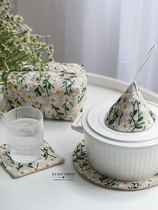Echo hand-made daisy cotton linen embroidery fabric Paper towel set Pumping paper bag set box bag Life home room