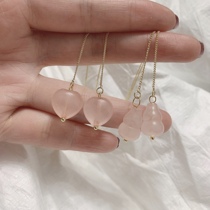 Clear Barn With Natural Powder Crystal Engraving Cute Love Hyacinth Bell Bell 14k Bag Golden Ear Thread Pair