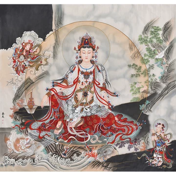入荷中 東洋画 工筆人物 国画人物 仏像 中国画 水月観音 悪 60 国画 仏具一般