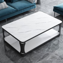 Tea Table Living Room Home Light Lavish 2022 New Small Family Style Office Rectangular Imitation Marble Tempered Glass Table