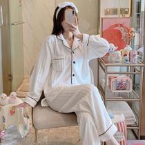  Coral velvet spring and autumn and winter pajamas Womens winter flannel thickened and plush long-sleeved lapel home wear winter suit