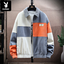 Playboy coat men Spring and Autumn Winter ins Tide brand casual corduroy jacket large size gown autumn coat