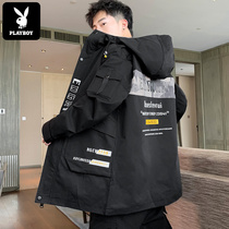 Playboy mid-length windbreaker jacket mens spring and autumn casual tooling jacket trend wild autumn top clothes