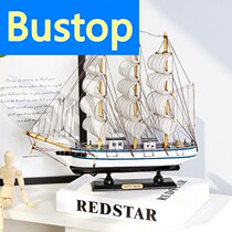 Mediterranean Style One Sails Smooth Sailing Model Crafts Imitation Solid Wood Fishing Boats Small Wooden Boat Decorations Hem