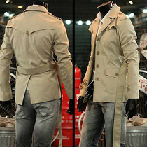2021 Spring and Autumn New Men Trench Coat Short Youth Business Leisure Handsome British Slim Coat Jacket Jacket