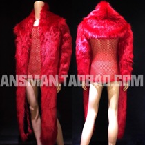 Gogo Atmospheric Bar Nightclub Ds Men perform clothes irregularly imitate fox fur show suit