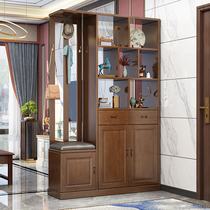 Solid wood wine cabinet shoe cabinet one wall living room home with hanger shoe stool entrance partition screen Cabinet