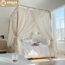 HHaH Advanced Linen Color Home Court Bed Nets Three Doors 1 8m Bed Min Juku Wind Network Red-style Bed Mantle