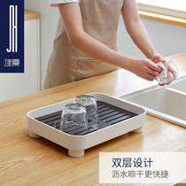 Household simple tea tray Tea cup tray Rectangular modern small living room water storage plastic water cup drain tray